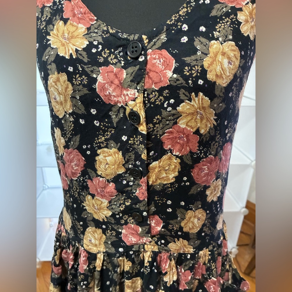 Vintage Floral Black Dress - Picture 3 of 4